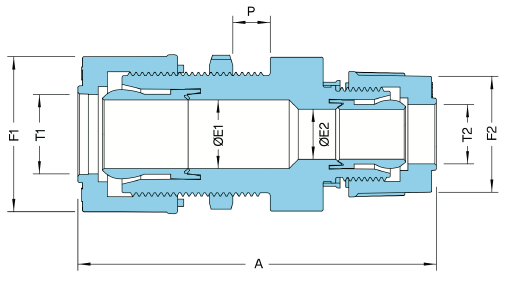 PFA Insert-Type Panel Reducing Straight Union